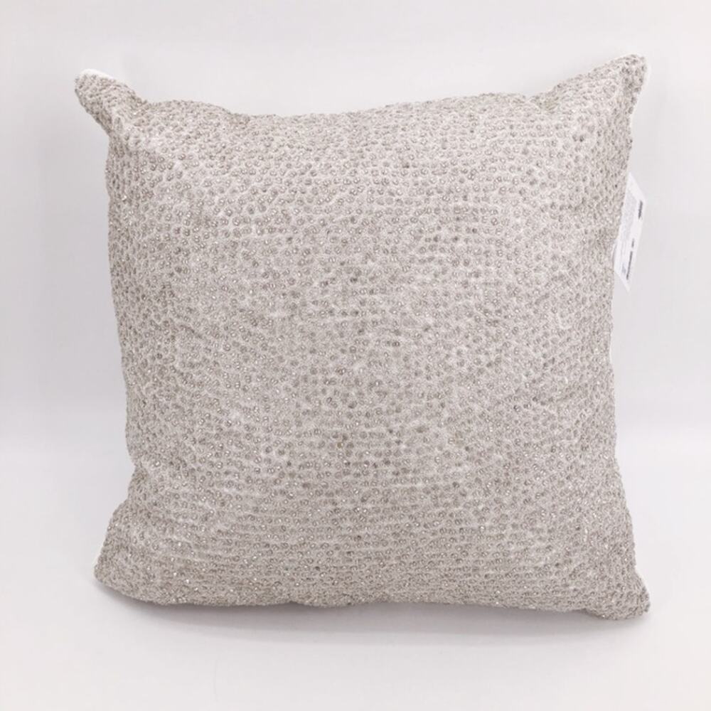 Hudson Park Luxe Basic Decorative Pillow Silver Beaded Embroidery